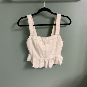 Urban Outfitters Cream Ruffle Crop Top